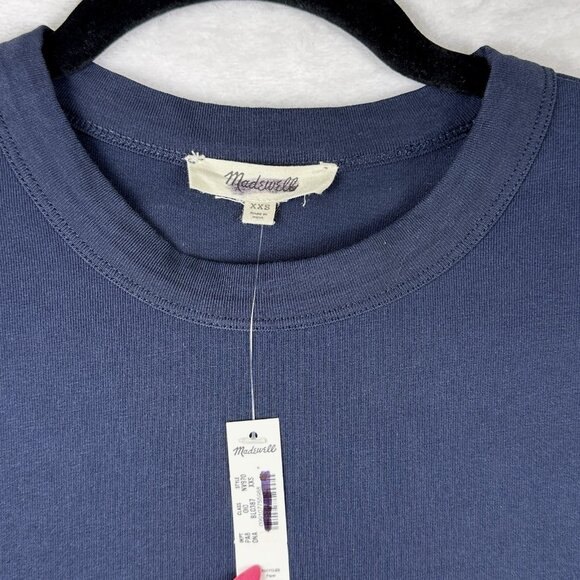 Madewell Women’s Wide-Sleeve Boxy Tee Navy Sz XXS Minimalist Street Style NWT - Picture 6 of 8
